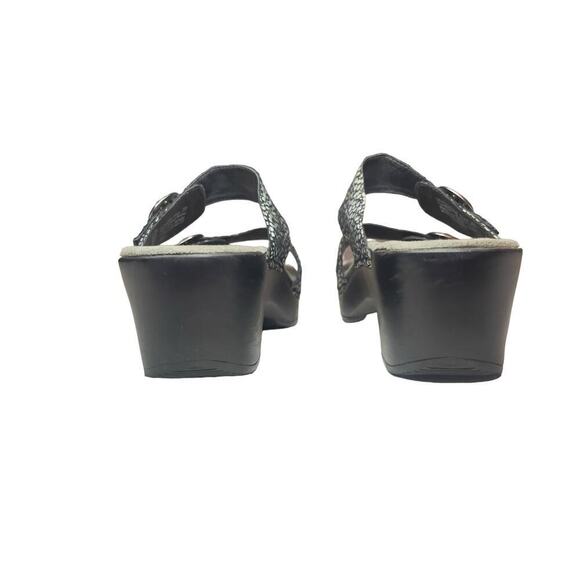Dansko Sophie Double Strap Wedge Black Metallic Polka Dot Sandals Women Size 8.5 - Picture 4 of 7